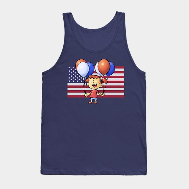 Fourth of July Girl with Balloons Tank Top by Reading With Kids